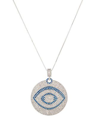 Eyecandy LA Eye Candy La Silver Cz Evil Eye Necklace