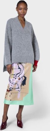 Roksanda Ilincic Tehla V-Neck Knitted Sweater in Light Grey at Nordstrom, Size X-Small