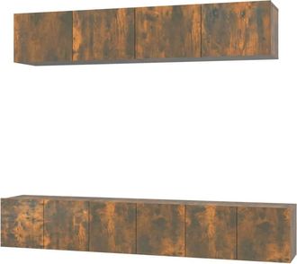 Berkfield Home 5 Piece TV Cabinet Set Smoked Oak Engineered Wood in Brown