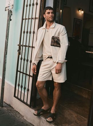 Le 31 Mens Full-zip cotton-linen jacket