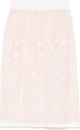 Parosh Sorgente bloemen geborduurde midi-rok