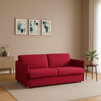 Dmora Divano Fisso 2 Posti Monleale, Sfoderabile, Idrorepellente Made In Italy, Lavabile, 160x95x90h Cm Rosso