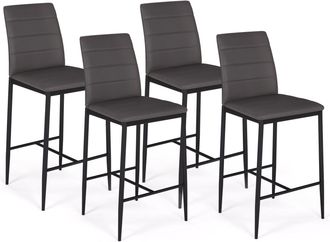 IDMarket Set Di 4 Sgabelli Da Bar Imbottito Design Contemporaneo In Pvc Grigio Romane