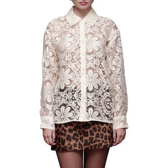 Avec Les Filles Relaxed Fit Button-Up Shirt in White at Nordstrom Rack, Size X-Large