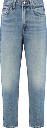 Re/Done Womens High-rise Boyfriend Jeans - Light Grey Cotton - Size 28 (Waist)