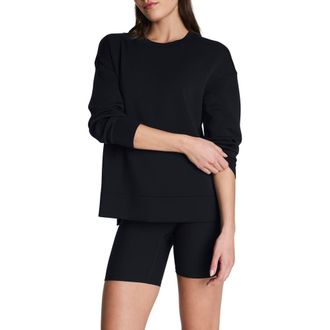 Spanx AirEssentials Crewneck Sweatshirt in Very Black at Nordstrom, Size X-Large