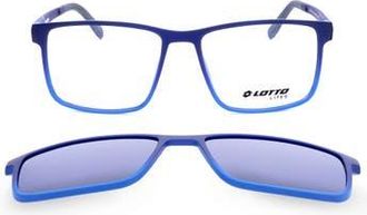 Lotto 55mm Rectangular Optical Glasses in Matt Dark Blue at Nordstrom