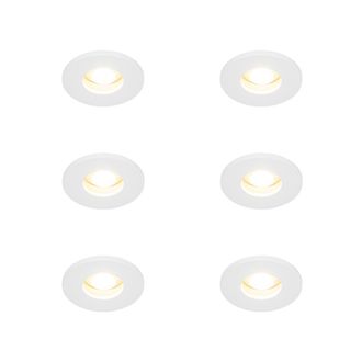 QAZQA Juego De 6 Focos Empotrables Modernos Para Ba&ntilde;o Blancos - Shed Aluminio Adecuado Para Led Max. 1 X 50 Watt - Qazqa