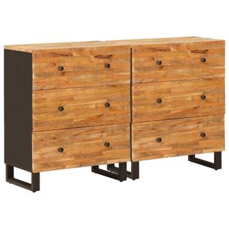 vidaXL Aparador 2 Pcs Marr&oacute;n 60 X 33 X 75 Cm Madera De Mango Maciza Vidaxl