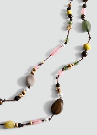 Mango Collana doppia perline verde pastello - Donna - Taglia unica - MANGO