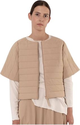 Chie Mihara Kimono Stijl Gewatteerd Vest - Dames - Zomerjassen - Beige - L - Nylon - Jassen