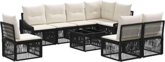 vidaXL Conjunto De Sof&aacute;s De Jard&iacute;n 9 Uds. Negro Rat&aacute;n Sint&eacute;tico Vidaxl
