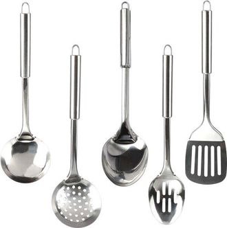 OEM Juego De Utensilios De Cocina De 5 Piezas - Juego De Ollas Y Sartenes - Para Cocinar Y Servir - Acero Inoxidable - 5 Piezas - Plateado