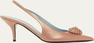 Valentino Garavani 85mm Coeur VLogo Leather Slingback Pumps
