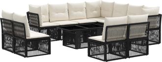 vidaXL Conjunto De Sof&aacute;s De Jard&iacute;n 12 Uds. Negro Rat&aacute;n Sint&eacute;tico Vidaxl