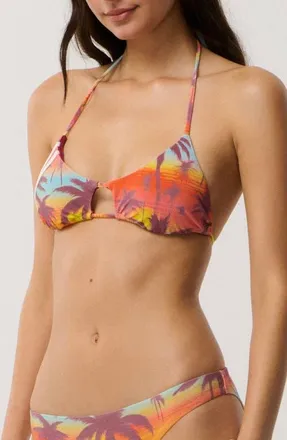 Rip Curl Retro Revival Triangle Bikini Top in Orange Multi at Nordstrom, Size Xx-Small