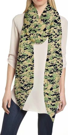 Lina & Lily Military Camouflage Print Scarf Shawl Wrap Lightweight (Woodland Digital Camo)