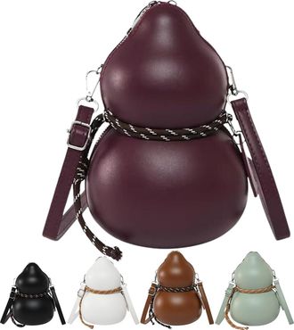 Generic Womens Vintage Calabash Shoulder Bag,Leather Crossbody Purse with Adjustable Strap for Everyday Casual Outfits (burgundy)