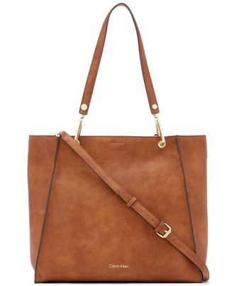 Calvin Klein Womens Reyna North/South Tote, Caramel, One Size