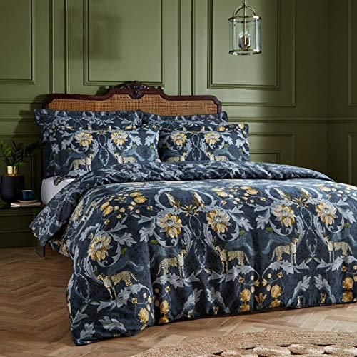 Paoletti Cordelia Bettwäsche-Set, Doppelbett, 100% Baumwolle, Violett – Botanisches Design