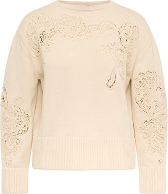 Maison Common Cotton Pullover With Embroidery in Sand at Nordstrom, Size Medium