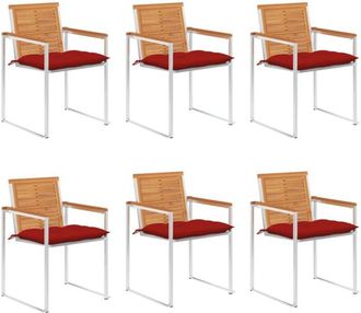 vidaXL Vidaxl - Sillas De Jard&iacute;n Y Cojines 6 Unidades Madera Maciza De Acacia