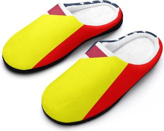 Generic U.S. And Mali Flag Fashion Cotton Slippers for Women Memory Foam House Slippers Non-Slip House Bedroom Shoes