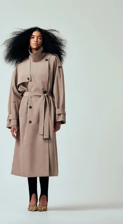 Asos Trench lungo oversize color pietra con cintura-Neutro