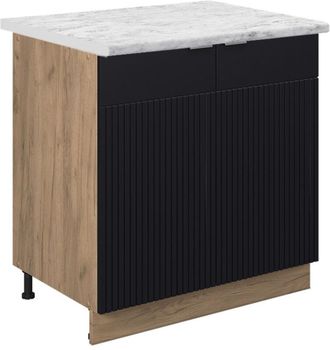 Vicco Armario Bajo Para Fregadero Fame-line, Rayas Negras, 80 Cm Con Estante, Et M&aacute;rmol, Vicco