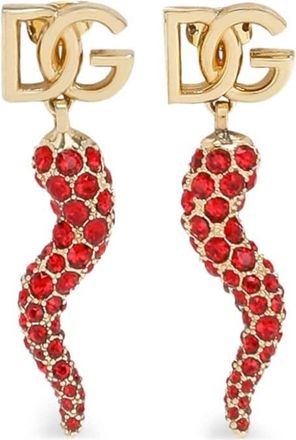 Dolce & Gabbana DG horn drop earrings - women - glass/Brass - One Size - Gold