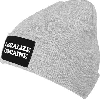 Generic Men Women Baggy Skull Cap Legalize Cocaine Ski Hat Stretchy Warm Hat Unisex Beany Cap for Biking Summer Trip