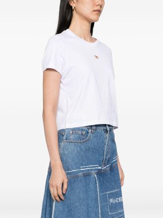 Maison Kitsun&eacute; Baby Fox-Embroidered Cotton T-Shirt - White
