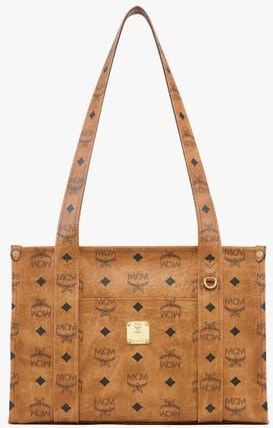 MCM Small Aren School Bag Tote in Visetos in Cognac at Nordstrom