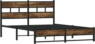 vidaXL Metal Bed Frame without Mattress Smoked Oak 150x200 cm King Size Vidaxl