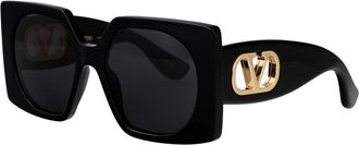 Valentino Rechthoekige Zonnebril - unisex - Accessoires - Zwart - Maat: 55 MM Nylon