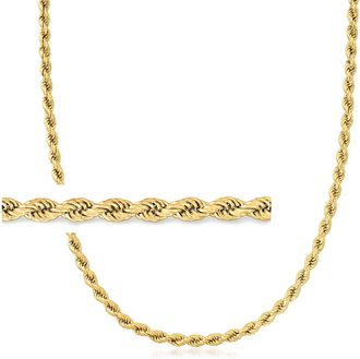 Ross-Simons 4mm 18kt Gold Over Sterling Rope-Chain Necklace