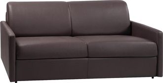 Vente-Unique Sof&aacute; cama italiano 4 plazas piel sint&eacute;tica CALIFE - Marr&oacute;n - Cama 160 cm - Colch&oacute;n con memoria de forma 22 cm