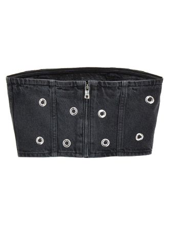 Rotate Studded Denim Blouse - Black