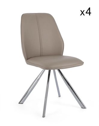 Konte Design Lote de 4 sillas de polipiel gris t&oacute;rtola y patas de acero cromado