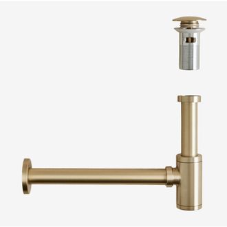Sklum Set sifone lavello Bibur in acciaio inox e valvola di scarico per lavello tipo Click-Clack Orveta SKLUM