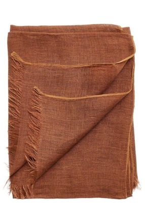 Studio Variously Hand Woven Linen Scarf in Brown at Nordstrom