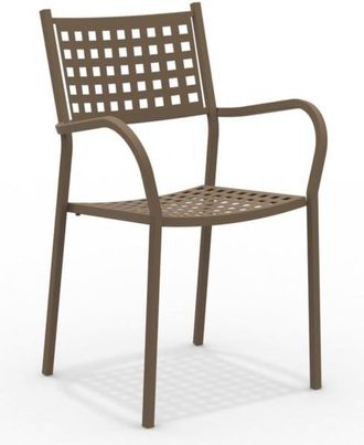 MondoViro Conjunto de 8 sillones de metal cobre con reposabrazos 53x53 cm 85h