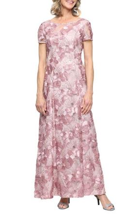 Alex Evenings Sequin Soutache A-Line Gown in Rose at Nordstrom, Size 10