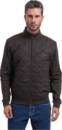Bugatti Maglione con zip intera trapuntato a rombi - - Jackets - Uomo - Marrone - L