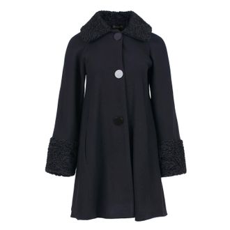 M&oacute;veis Conquista Womens Wool Button Coat with Cuff and Collar Detail - Black - Size EU 36 (Womens)
