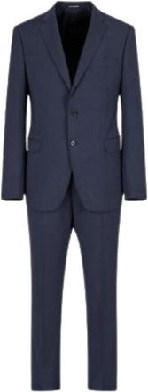 Emporio Armani Enkelrijig wollen pak - Heren - Business pakken - Blauw - L - Wol - Kostuums