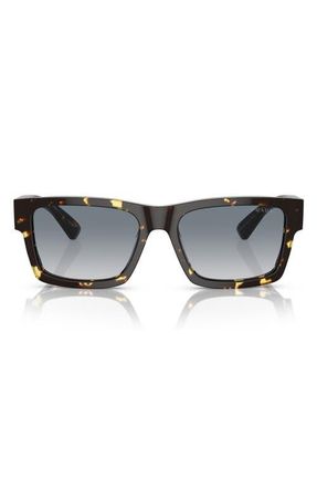 Prada 53mm Rectangular Polarized Sunglasses in Grey Flash at Nordstrom