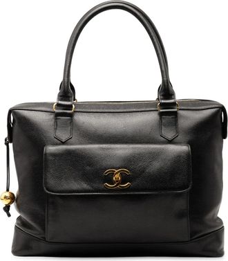 Chanel 1991-1994 Caviar shopper met voorzak - Zwart