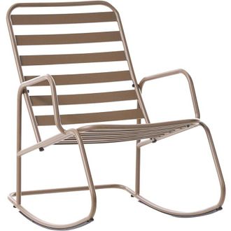 Beliani Sedia a dondolo da giardino moderna in metallo Design a doghe per esterni Alluminio Tortora Turi