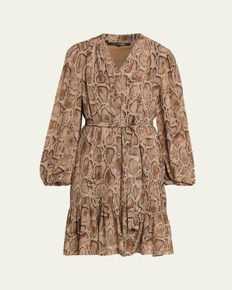 Kobi Halperin Samara Snakeskin-Print Viscose Dress